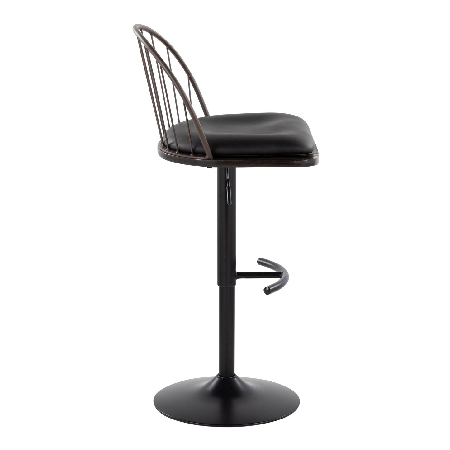 Riley - Farmhouse Adjustable Height Barstool With Swivel With Rounded T Footrest (Set of 2) - Black / Bronze / Dark Walnut / Brown