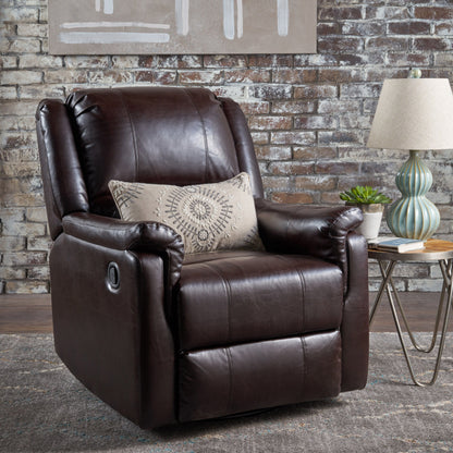 Glider Recliner With Swivel, Manual Reclining Chair - Brown