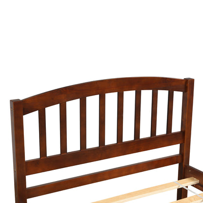 Twin Size Platform Bed Frame With Trundle - Walnut