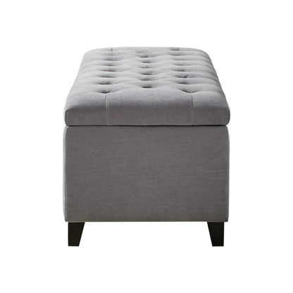 Modern Tufted Top Soft Close Storage Bench Upholstered Polyester - Gray