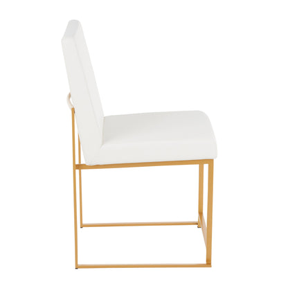 Fuji - Contemporary, High Back Dining Chair (Set of 2) - Gold / White