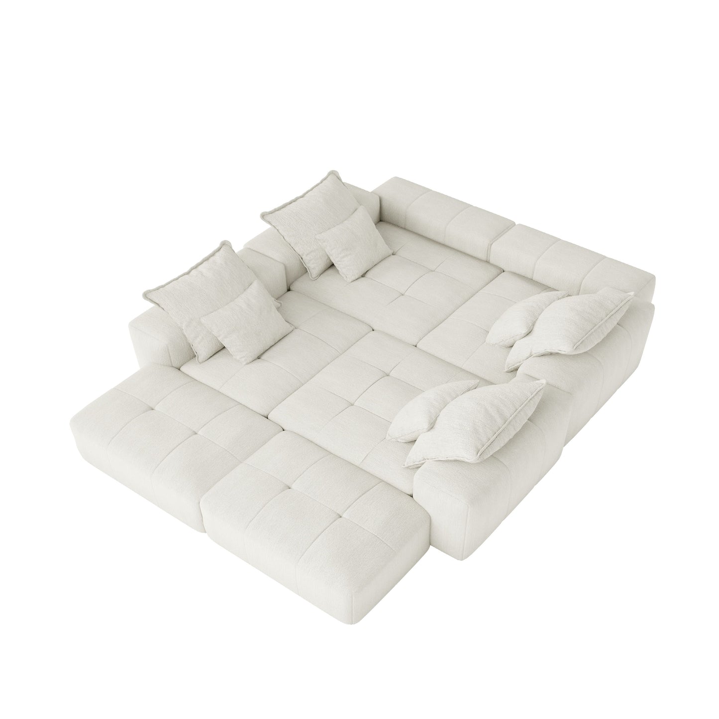 Modern Oversized Modular Sectional Sofa, Sparkling Chenille Fabric Soft Cushion Sofa With 8 Pillows, 8 Pieces Diy Combination Tufted Sofa, No Assembly Required - Beige