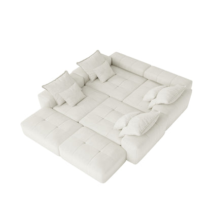 Modern Oversized Modular Sectional Sofa, Sparkling Chenille Fabric Soft Cushion Sofa With 8 Pillows, 8 Pieces Diy Combination Tufted Sofa, No Assembly Required - Beige