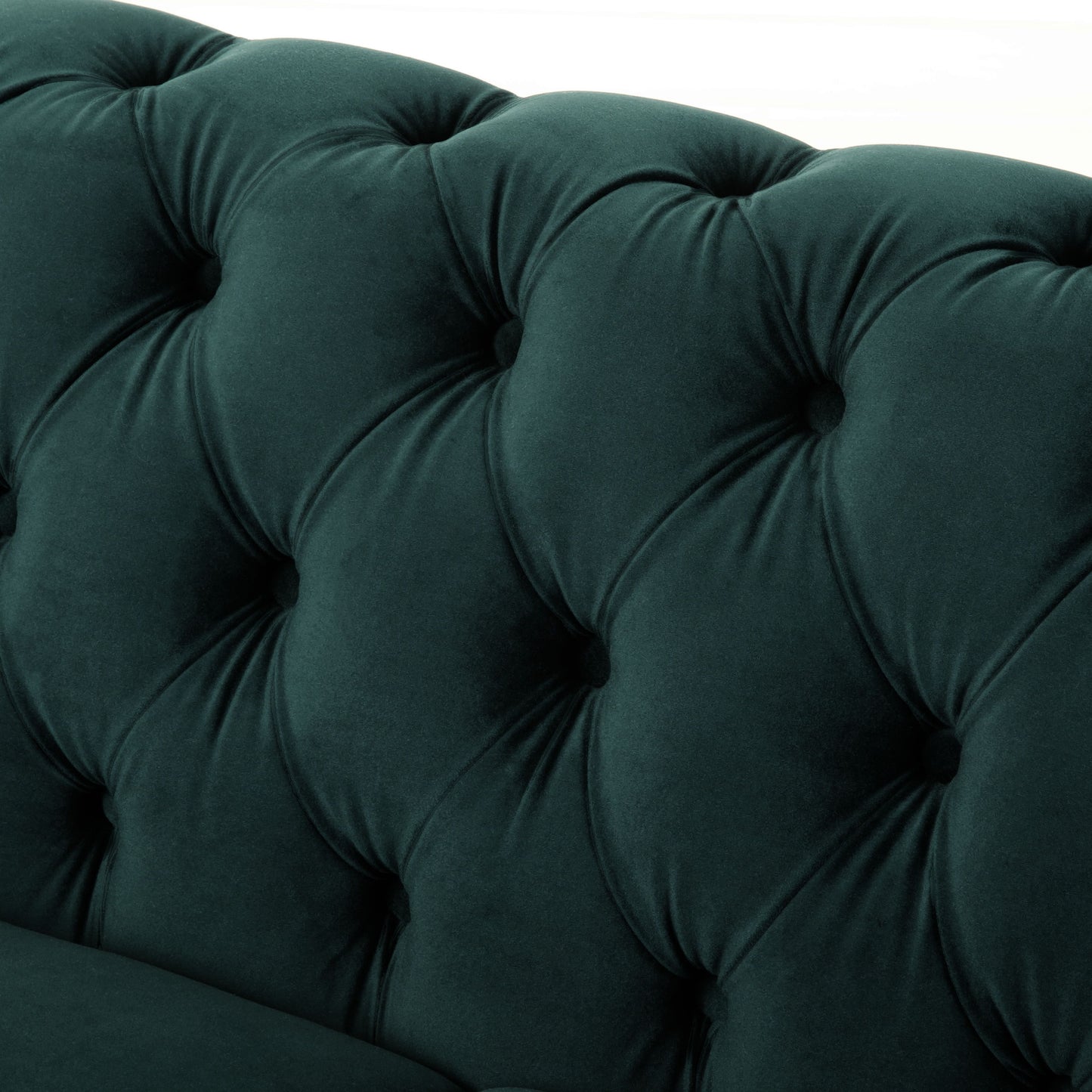 Chesterfield Velvet Loveseat Sofa 2 Person Rolled Arm Upholstered Couch - Forest Green