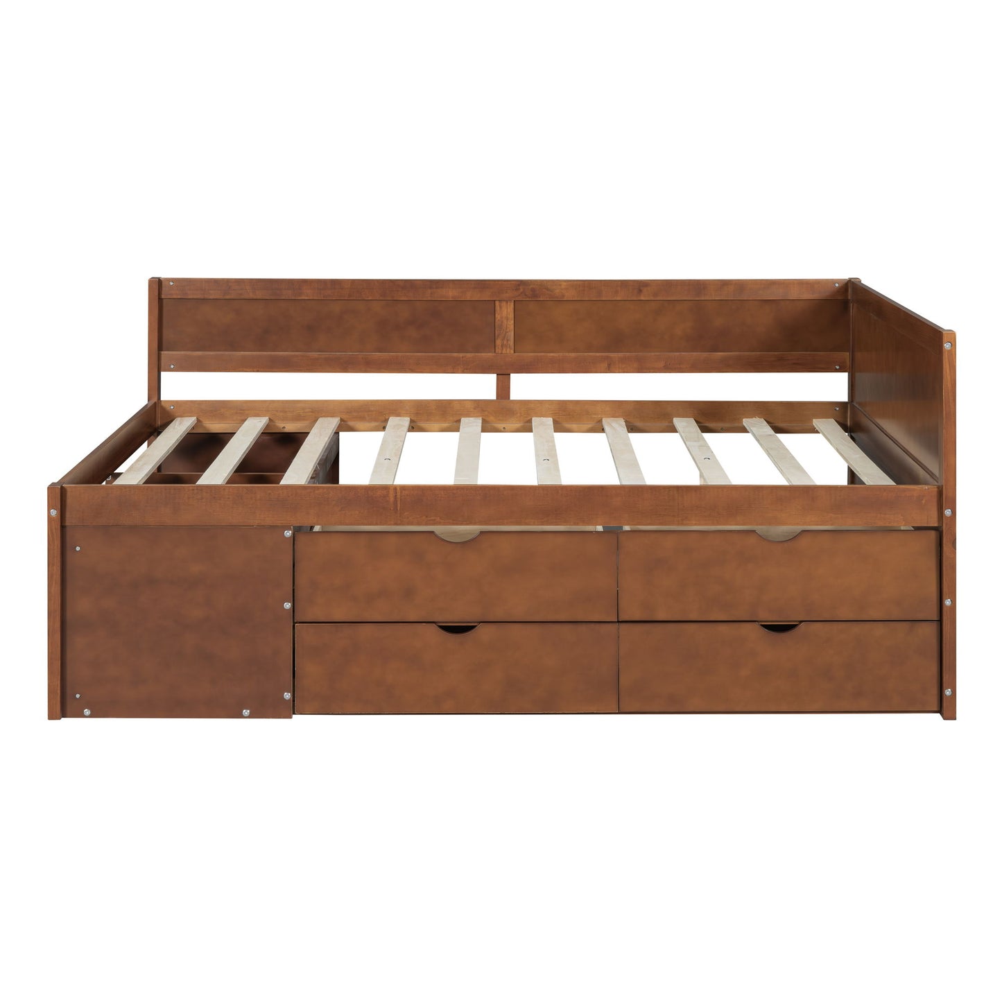 Full Size Daybed With Drawers And Shelves - Walnut