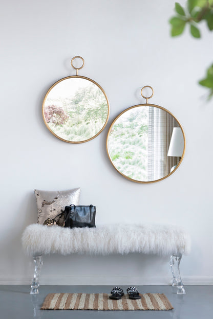 Circle Wall Mirror With Iron Frame, Accent Mirror For Living Room, Entryway, Office - Gold