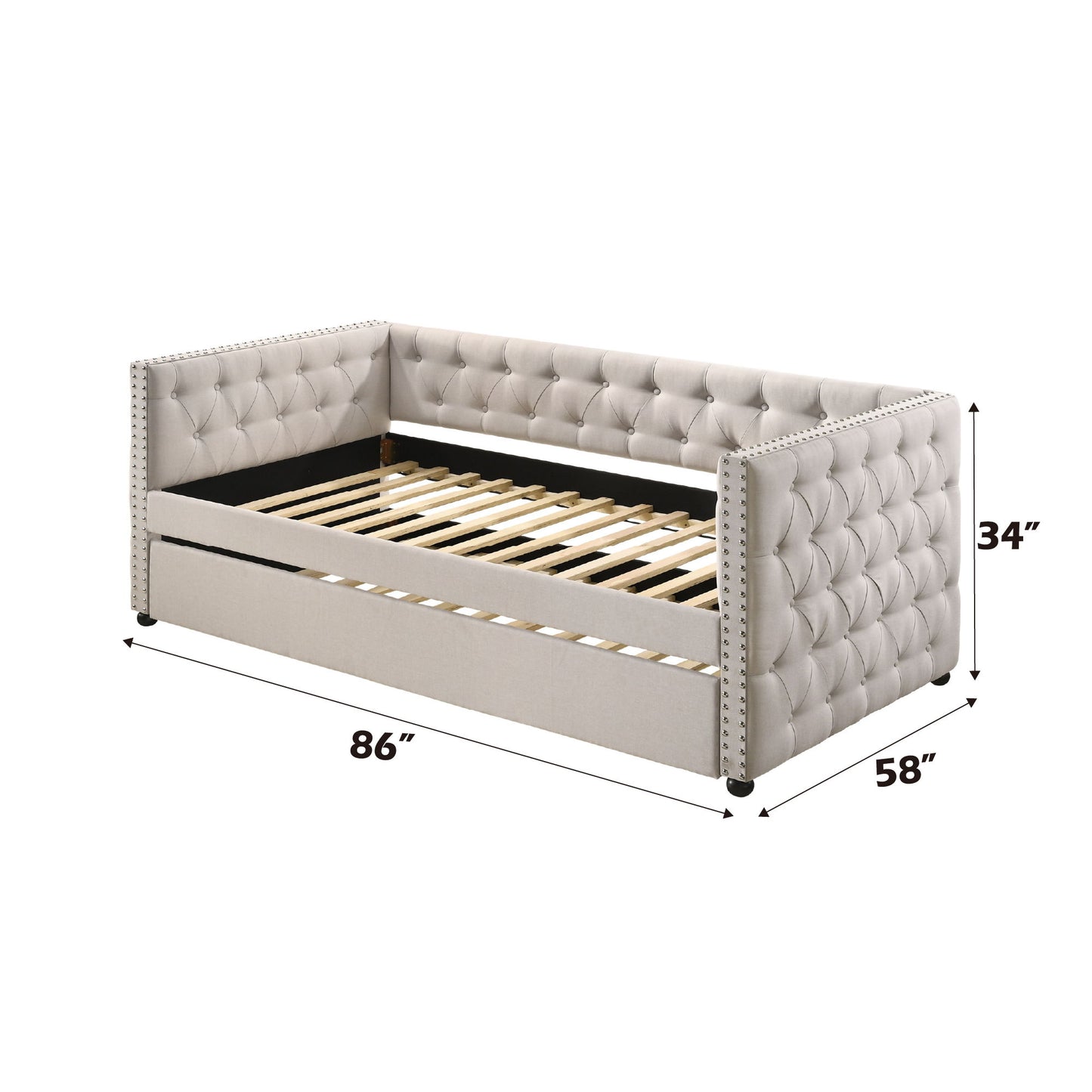 Romona - Overall Full Daybed With Trundle - Beige