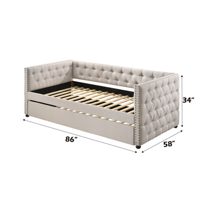 Romona - Overall Full Daybed With Trundle - Beige