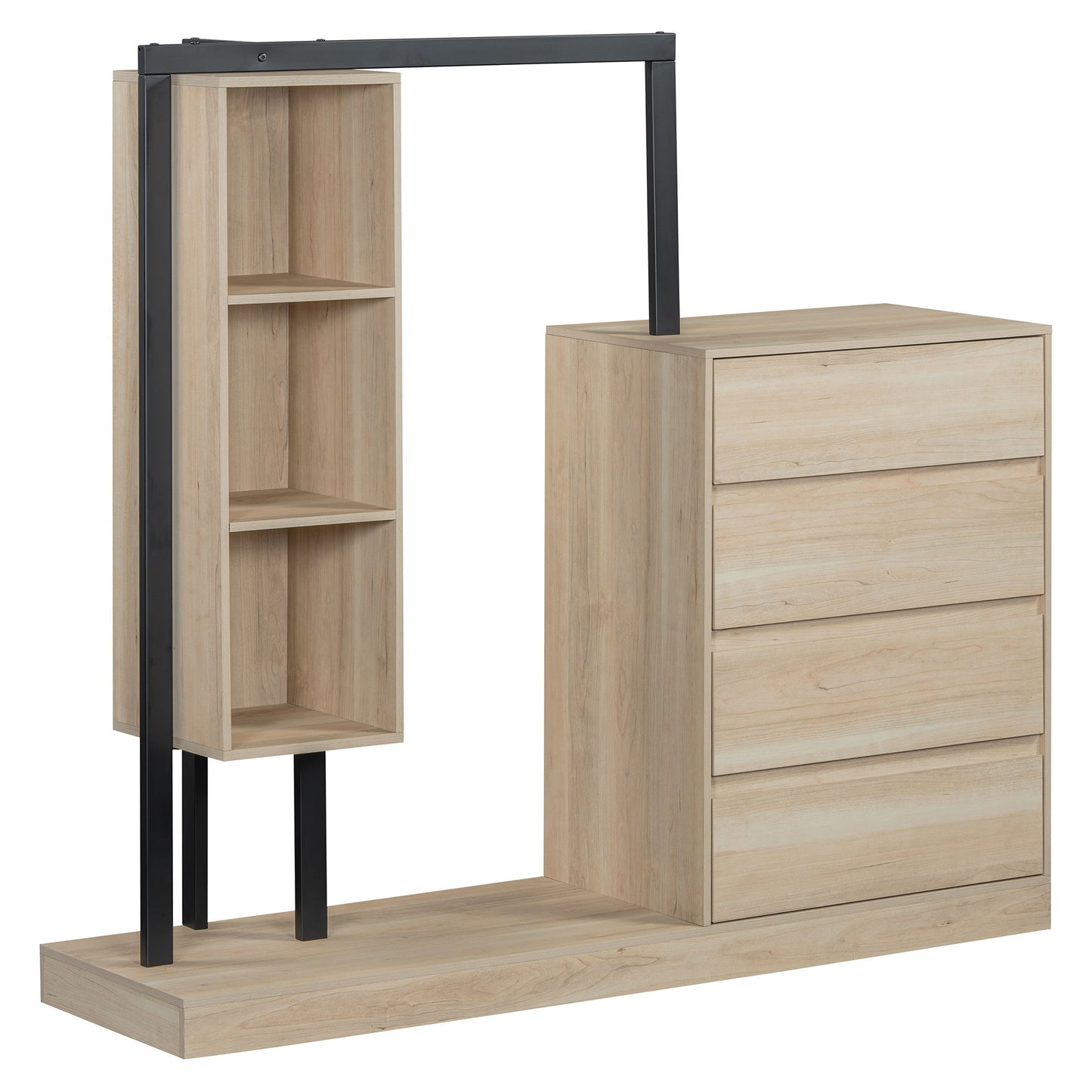 Wardrobe With 4 Drawers And 3 Shelves - Natural