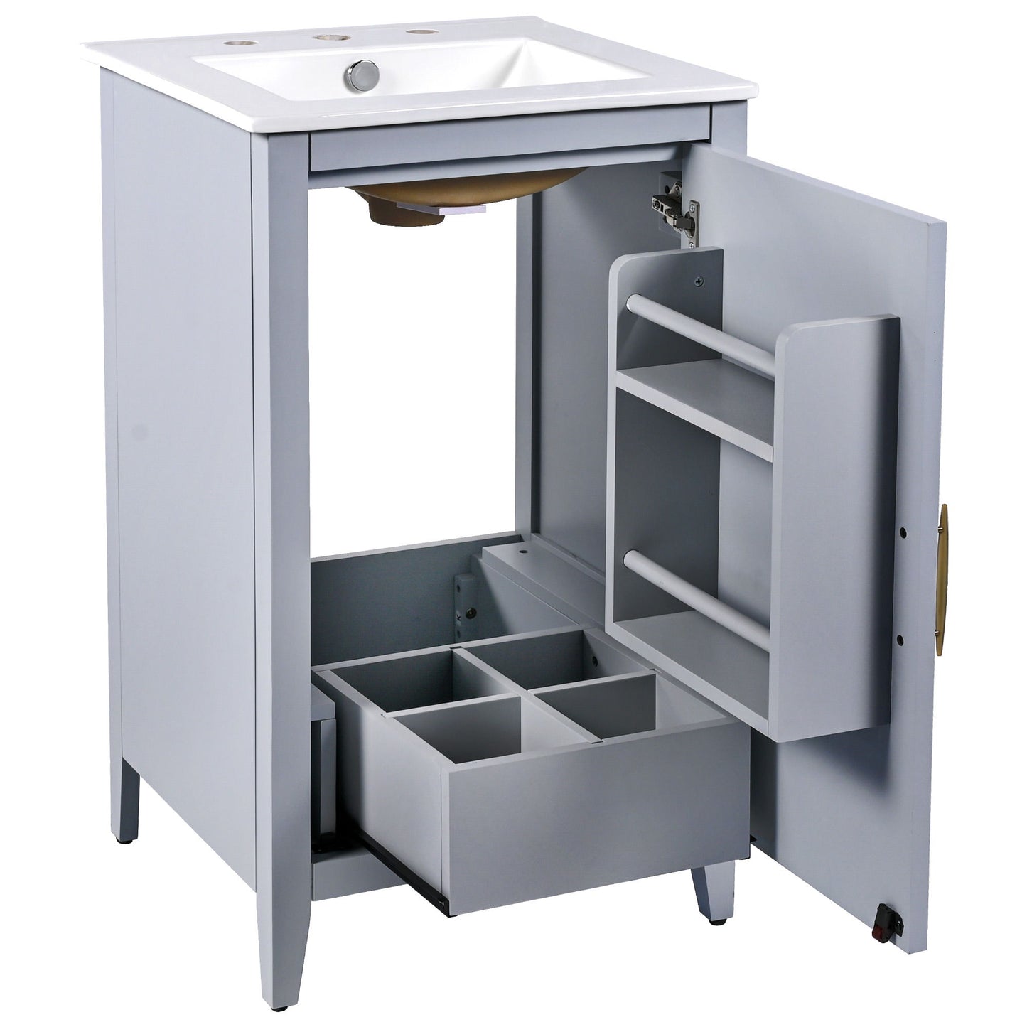 Modern 20.3" Bathroom Vanity With Sink And Functional Storage - Gray