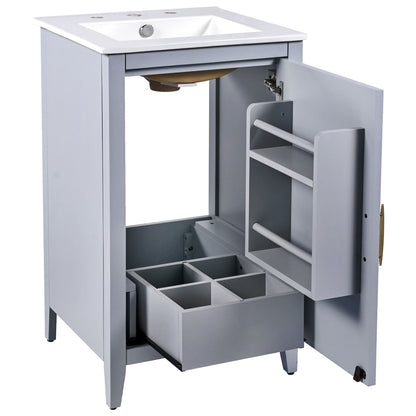 Modern 20.3" Bathroom Vanity With Sink And Functional Storage - Gray