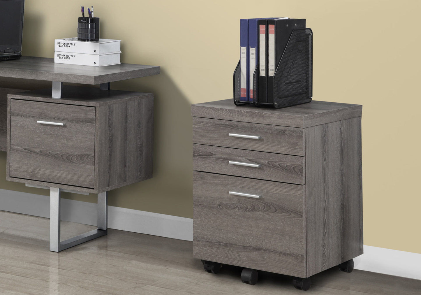 File Cabinet, Rolling Mobile, Storage Drawers, Printer Stand, Office, Contemporary And Modern - Taupe