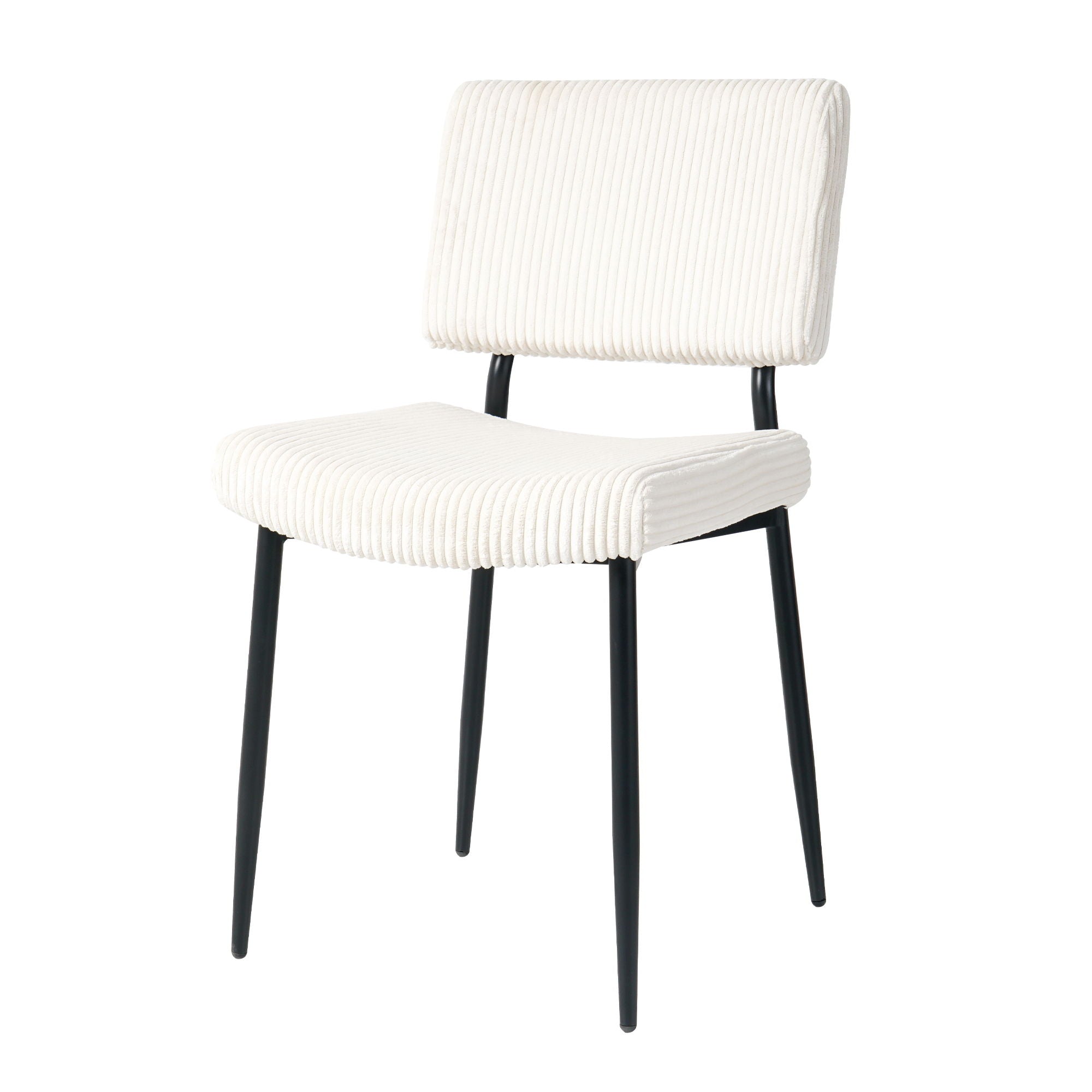 Modern Dining Chair Fabric Upholstered Chairs With Black Metal Legs For Home And Bedroom (Set of 2) - Beige