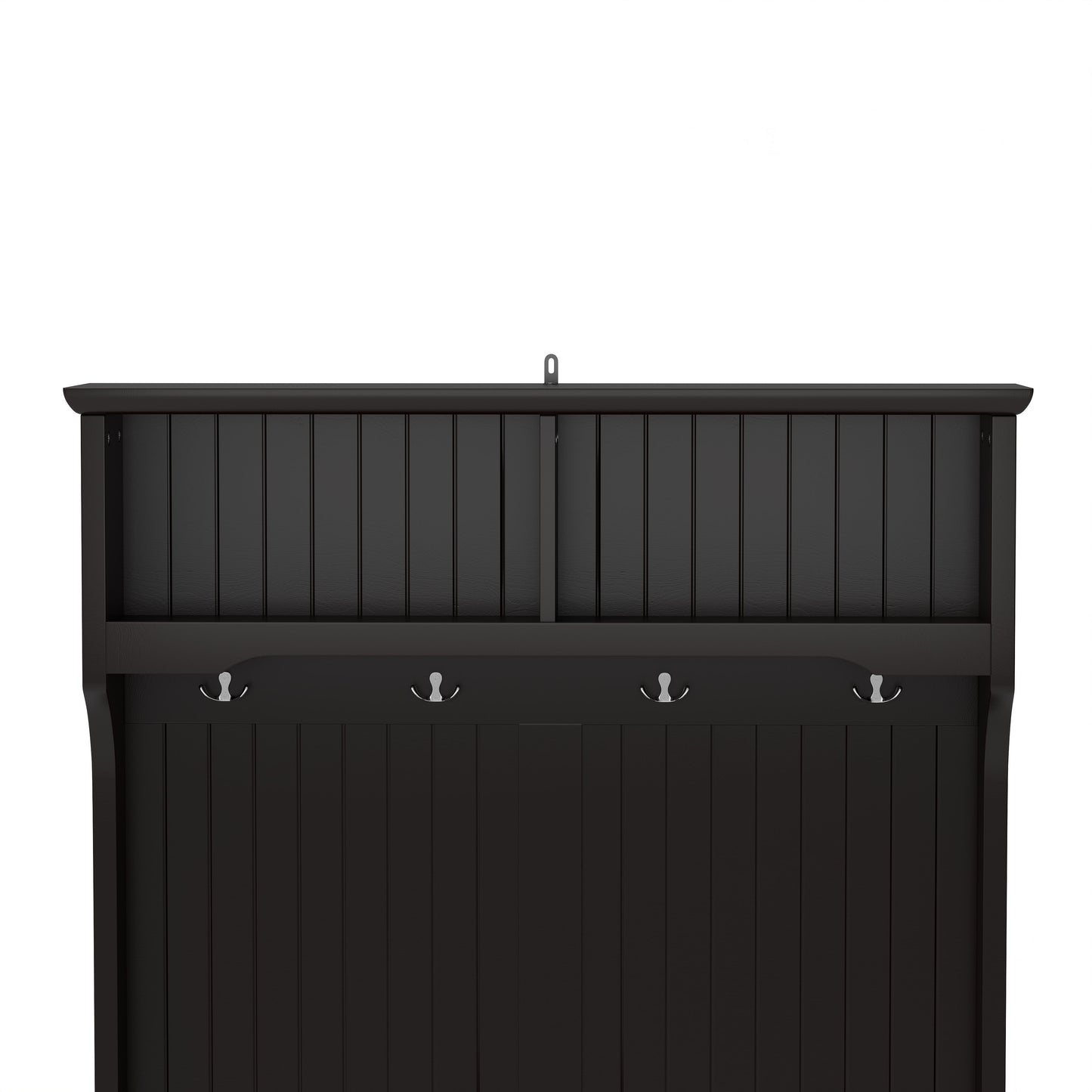 3 In 1 Wooden Hallway Hall Tree With Storage Drawers, Coat Rack, Shoe Rack Bench, And Cushion - Amber Graphite / Black