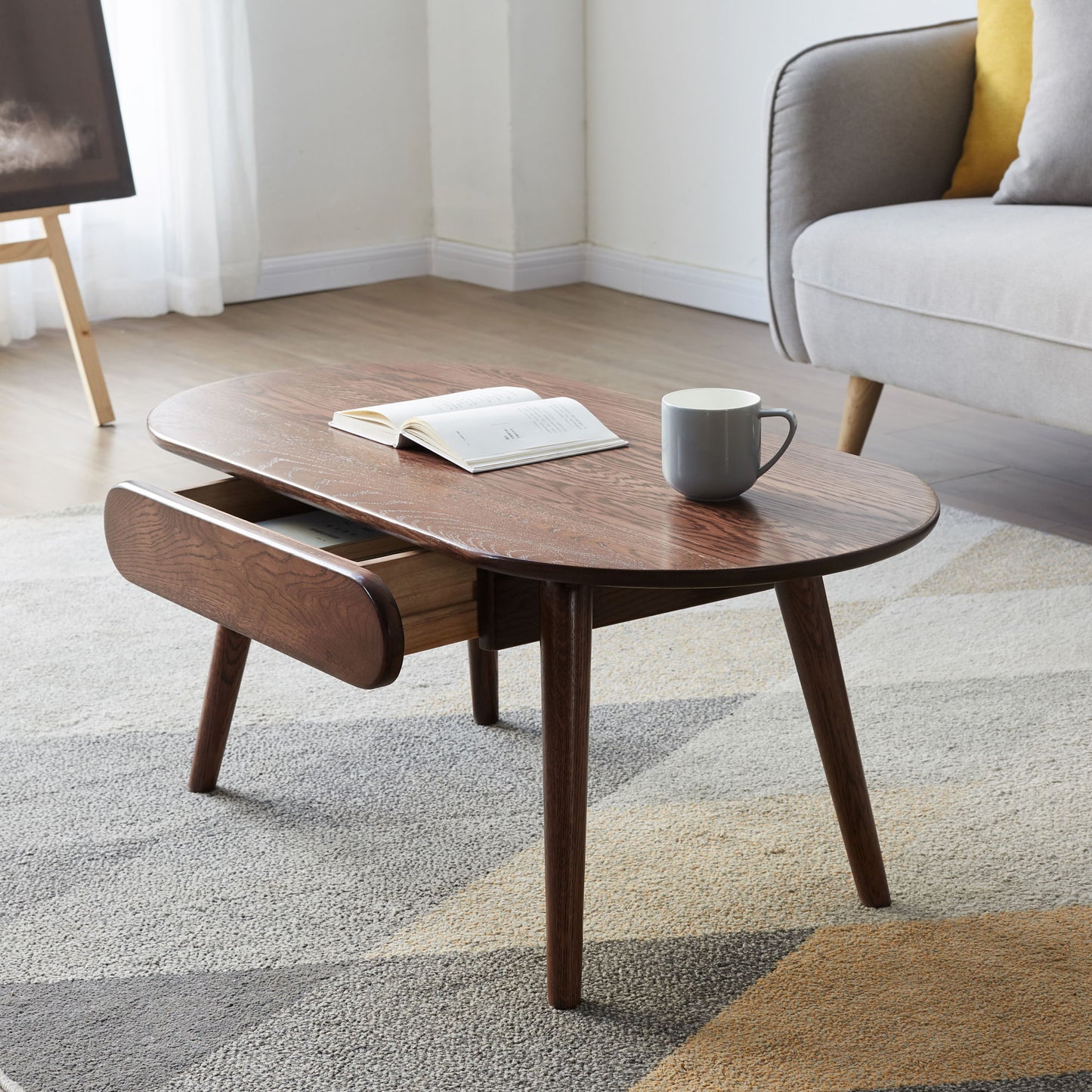 Capsule Centre Low Table With Drawers, Coffee Table - Natural