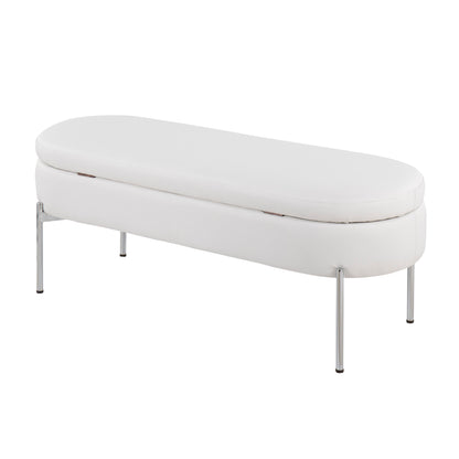 Chloe - Contemporary / Glam Bench - Chrome / White