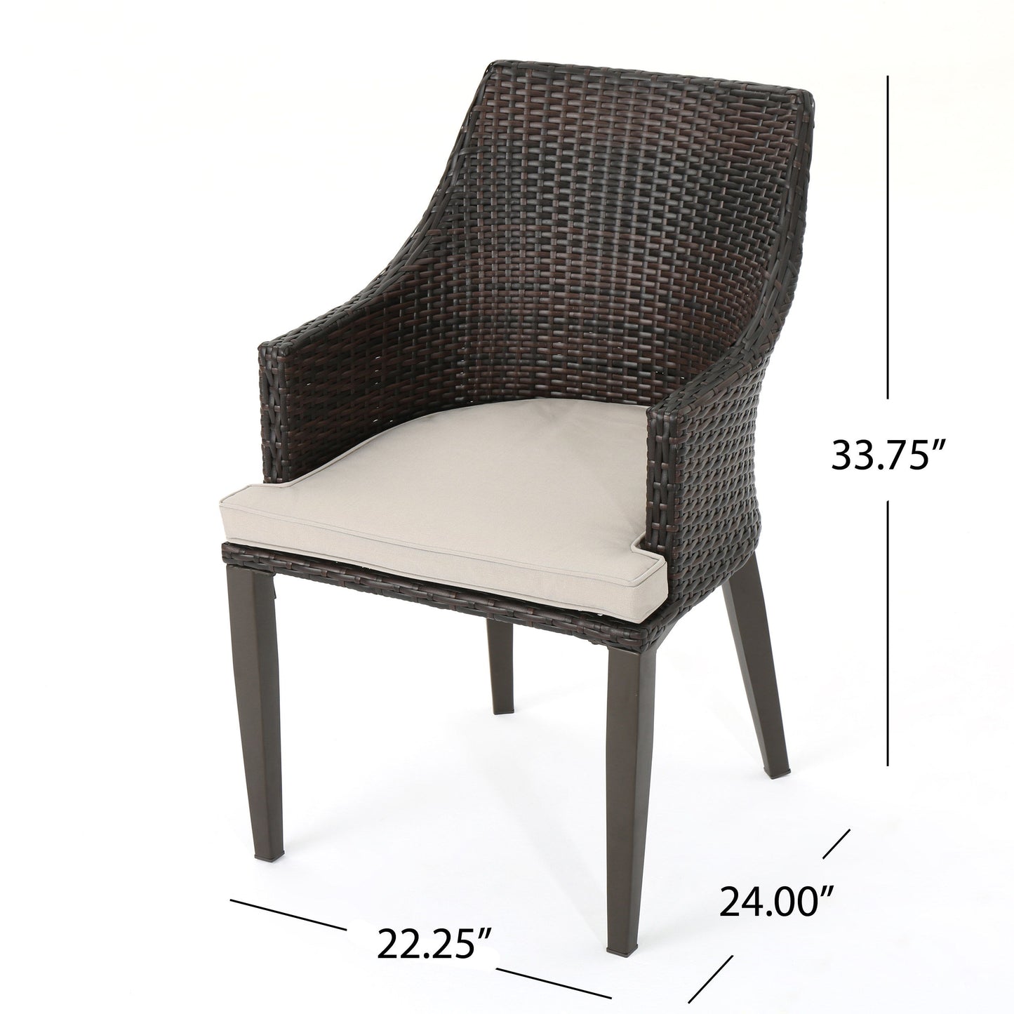 Hillhurst - Stylish Outdoor Chair Set With Cushions Rattan And Metal - Brown