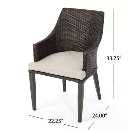 Hillhurst - Stylish Outdoor Chair Set With Cushions Rattan And Metal - Brown