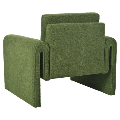 Modern Boucle Upholstered Accent Chair Sturdy Support & Luxurious Comfort Solid, Manufactured Wood - Green