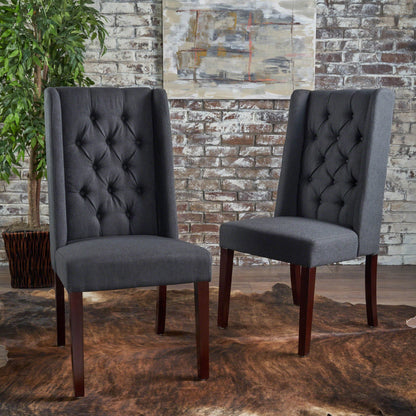 Contemporary Dining Chair (Set of 2) With Tufted Design - Charcoal