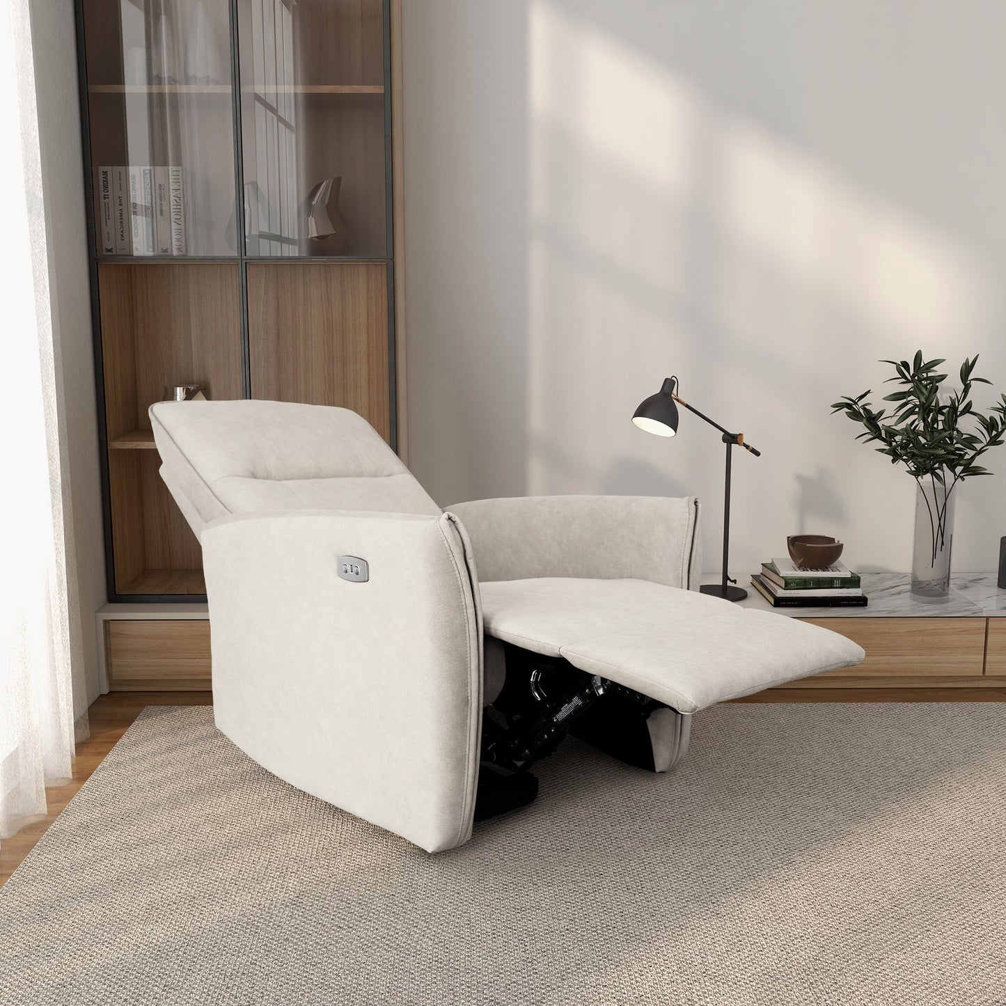 Asheville - Suede Recliner Chair - Cream