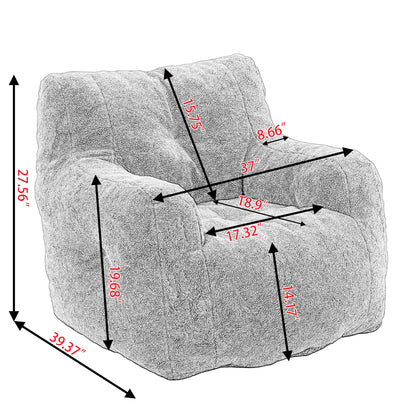 Soft Teddy Fabric Tufted Foam Bean Bag Chair With Teddy Fabric - Coffee