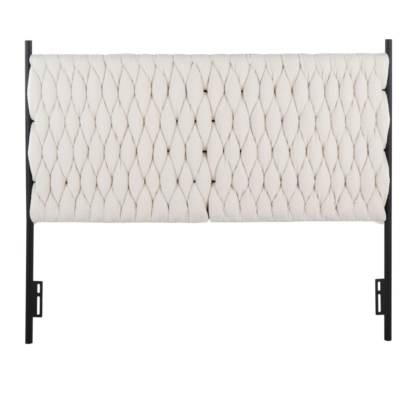 Braided Matisse - Queen Size Headboard - Black / Cream Sherpa