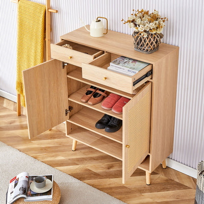 Multi Functional Modern Minimalist Shoe Cabinet Seamlessly Fits Into Nordic, Japanese, And Industrial Style Interiors - Natural Wood