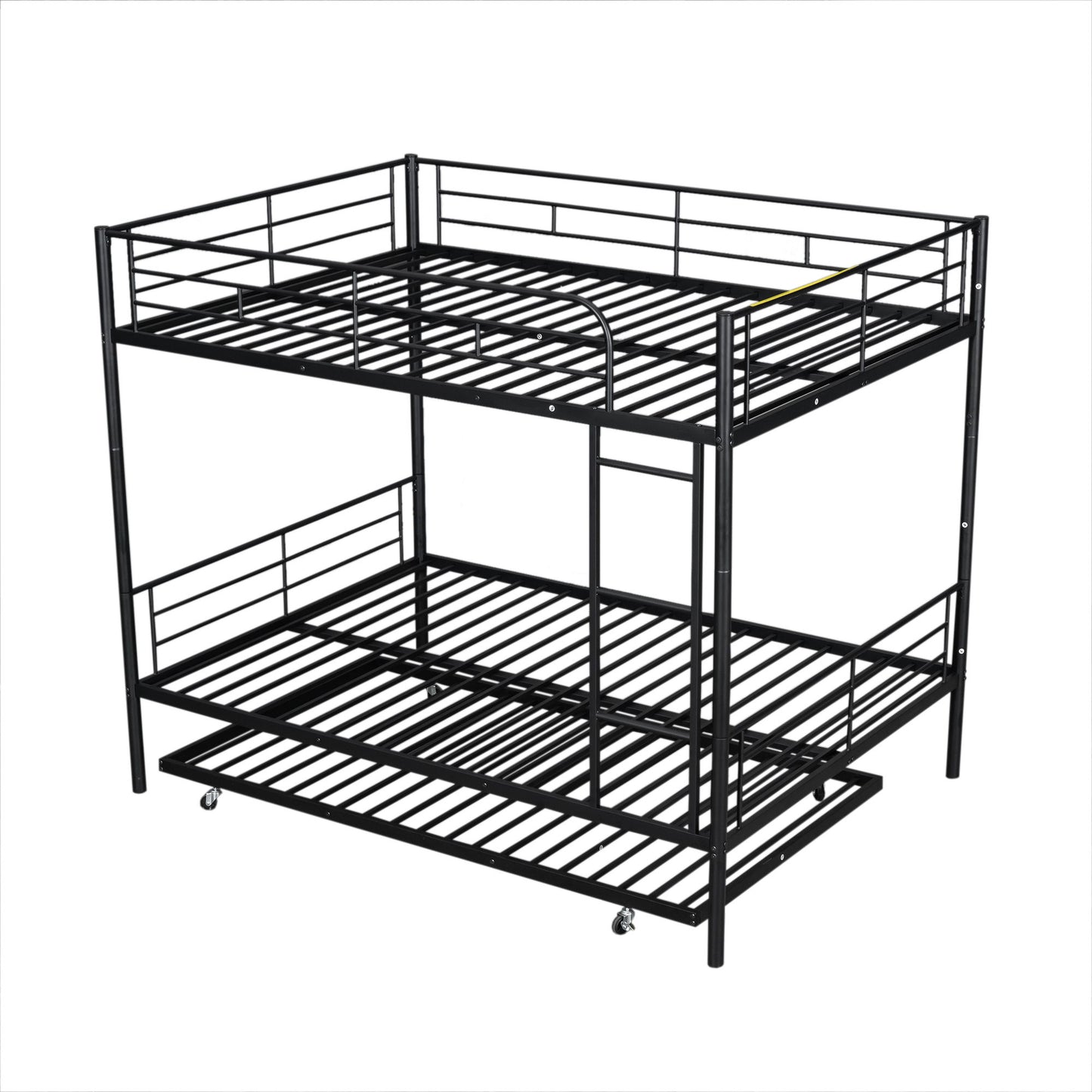 Full Over Full Metal Bunk Bed With Trundle - Black