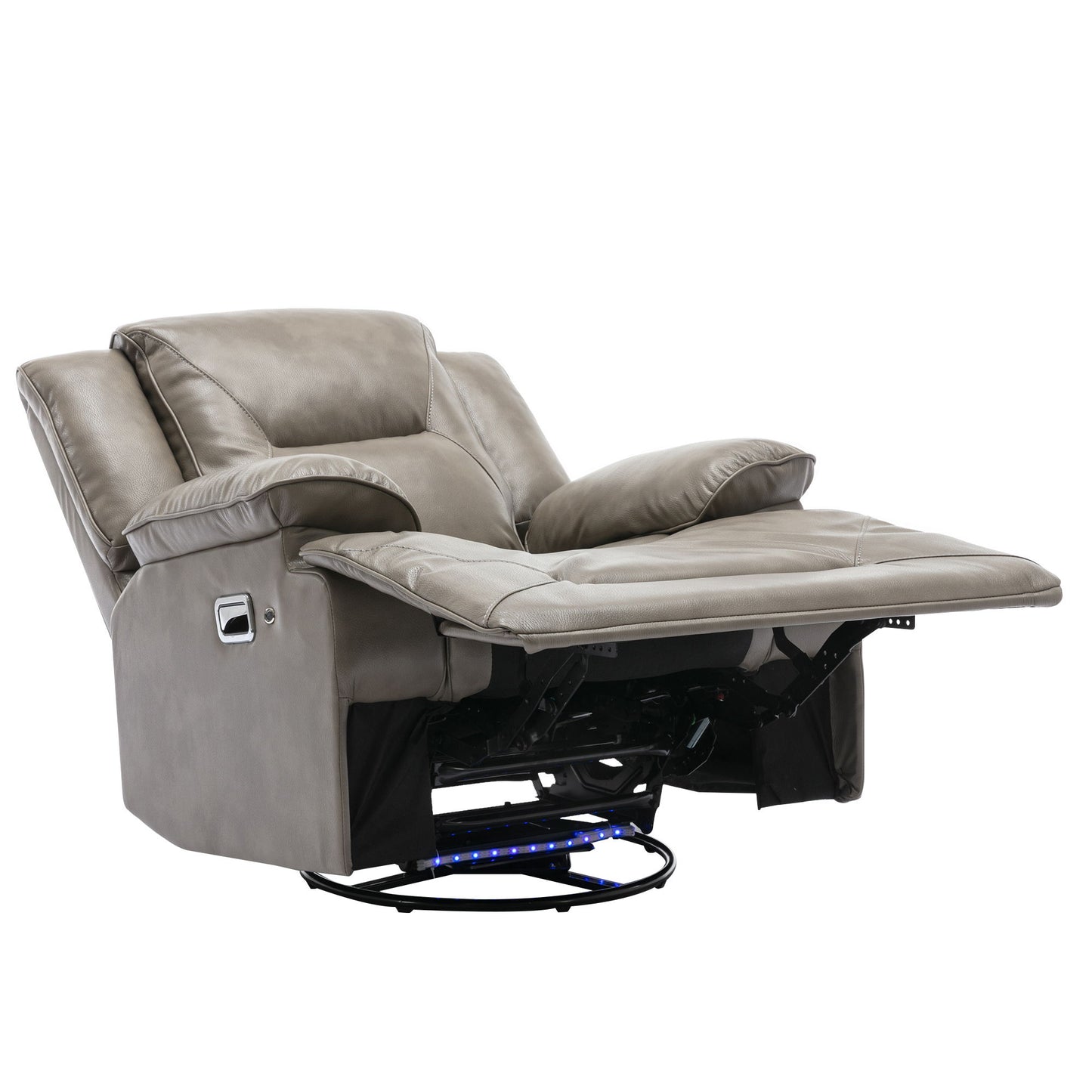 360ÔøΩÔøΩ Swivel And Rocking Home Theater Recliner Manual Recliner Chair With A Led Light Strip For Living Room - Gray
