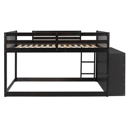 Full Over Full Bunk Bed With Storage Drawers And Shelves - Espresso
