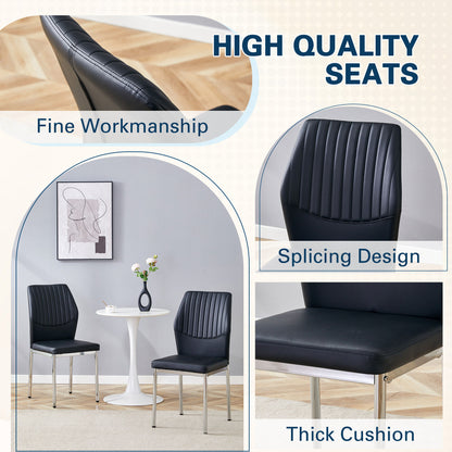 Luxury Simple Chair High Resilience Dining Chair Material With Metal Leg (Set of 6) - Black / Silver