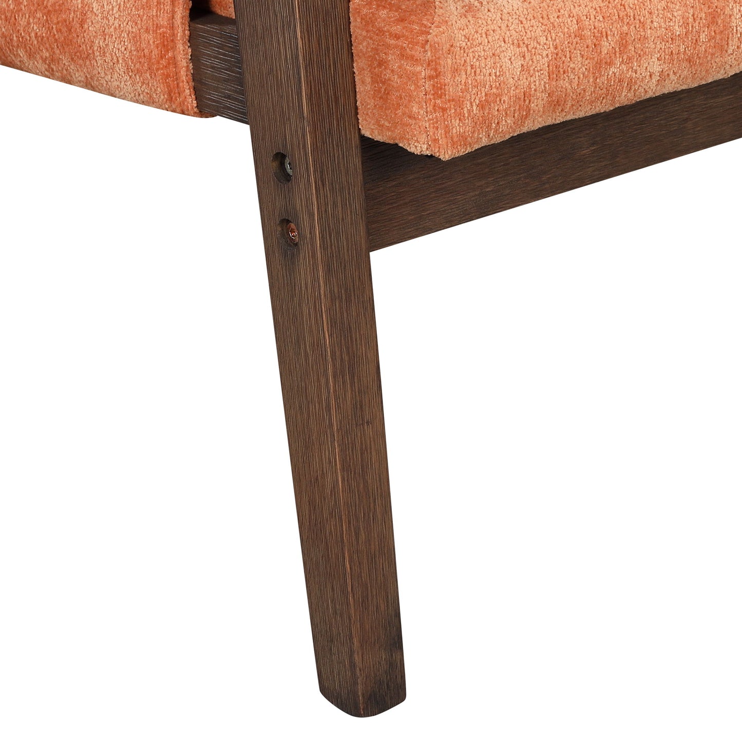 Mid-Century Modern Velvet Accent Chair, Leisure Chair With Solid Wood And Thick Seat Cushion For Living Room, Bedroom, Studio - Orange