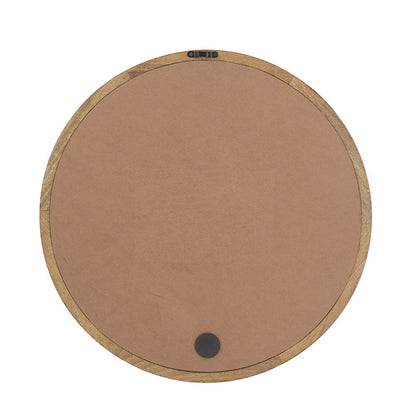 Circle Wall Mirror With Wooden Frame, Wall Mirror For Living Room - Brown