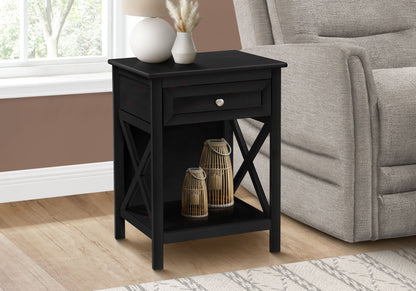 Accent End Table, 2 Tier, Storage Drawer, Transitional - Black