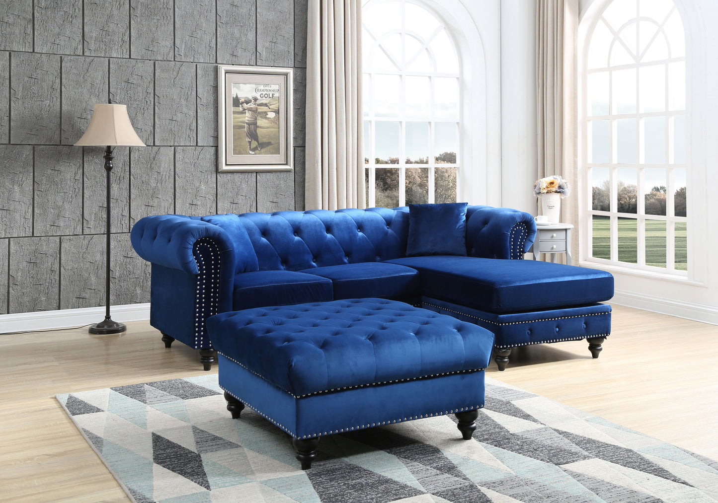 Nola - Sofa Chaise - Navy Blue