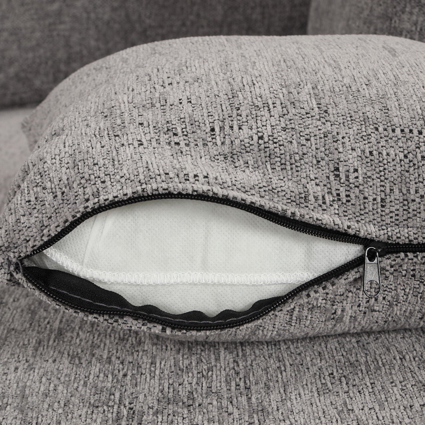 U-Shaped Sectional Sofa Pull Out Sofa Bed With Two USB Ports, Two Power Sockets, Three Back Pillows And A Storage Chaise For Living Room - Light Gray