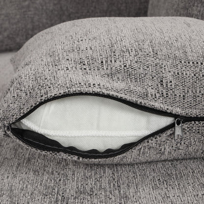 U-Shaped Sectional Sofa Pull Out Sofa Bed With Two USB Ports, Two Power Sockets, Three Back Pillows And A Storage Chaise For Living Room - Light Gray