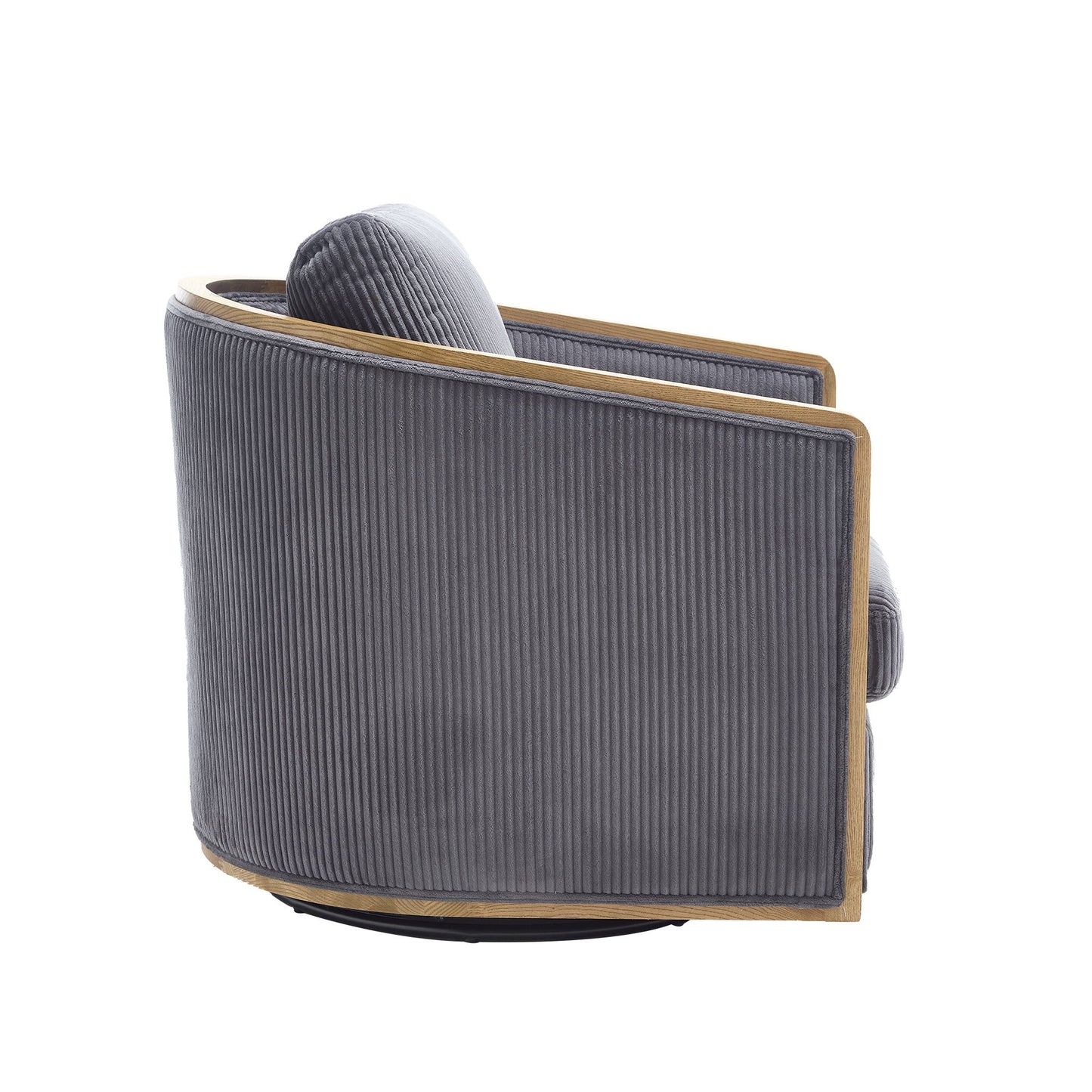 Corduroy Swivel Barrel Chair, Comfortable Accent Sofa, 360 Degree Swivel - Dark Gray
