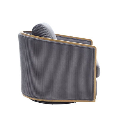 Corduroy Swivel Barrel Chair, Comfortable Accent Sofa, 360 Degree Swivel - Dark Gray