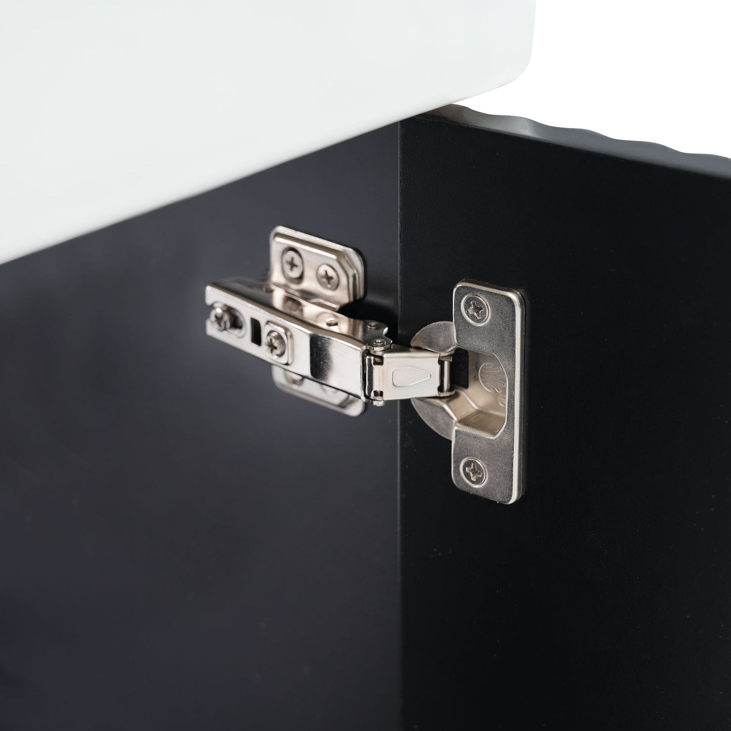 Modern Floating Bathroom Vanity With Ceramic Basin, Perfect For Small Bathrooms, Left Side Storage - Black