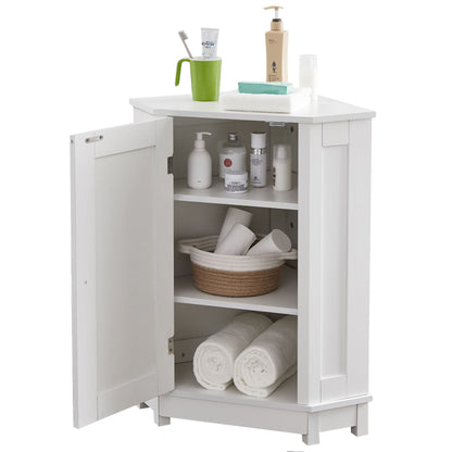 Bathroom Cabinet Triangle Corner Storage Cabinet With Adjustable Shelf Modern Style - White