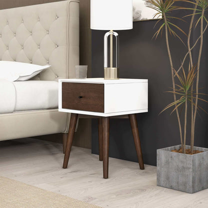 Avery - Night Stand 1 Drawer - Dark Brown / White