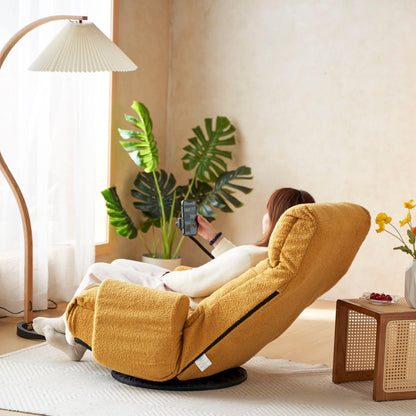 Adjustable Swivel Lounge Chair With 360 Degree Rotating Seat And Headrest Support, Leisure Chair Deck Chair Game Chair For Living Room - Yellow