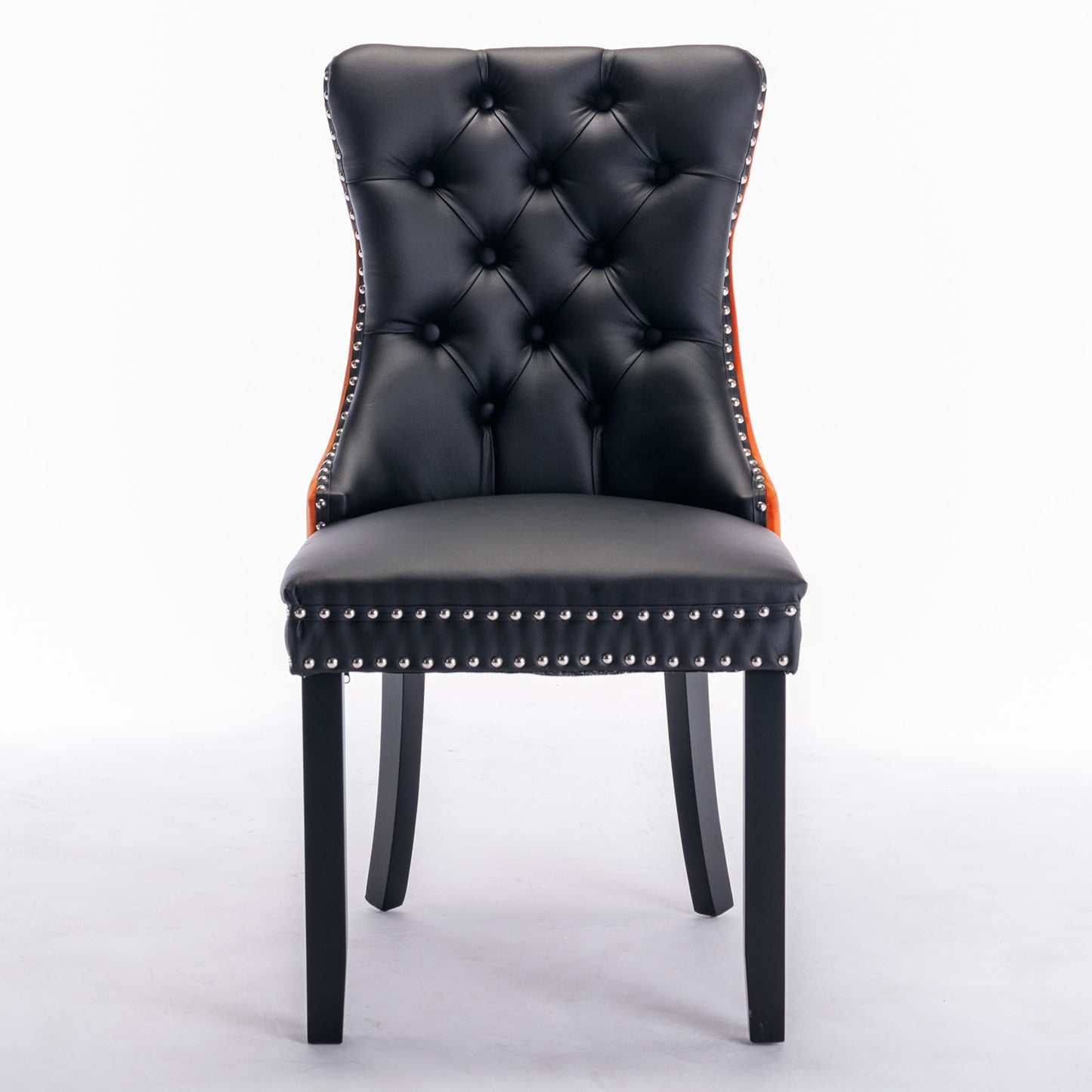 Nikki - Modern, High-End Tufted Solid Wood Contemporary And Velvet Upholstered Dining Chair With Wood Legs Nailhead Trim (Set of 2) - Black / Orange