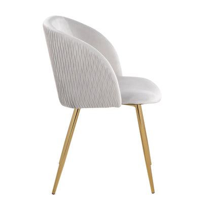 Fran - Pleated Waves Contemporary Chair (Set of 2) - Gold / Pleated Silver Waves