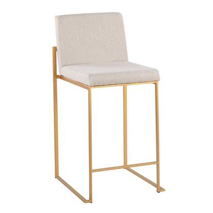 Fuji - Contemporary High Back Counter Stool (Set of 2) - Gold / Beige