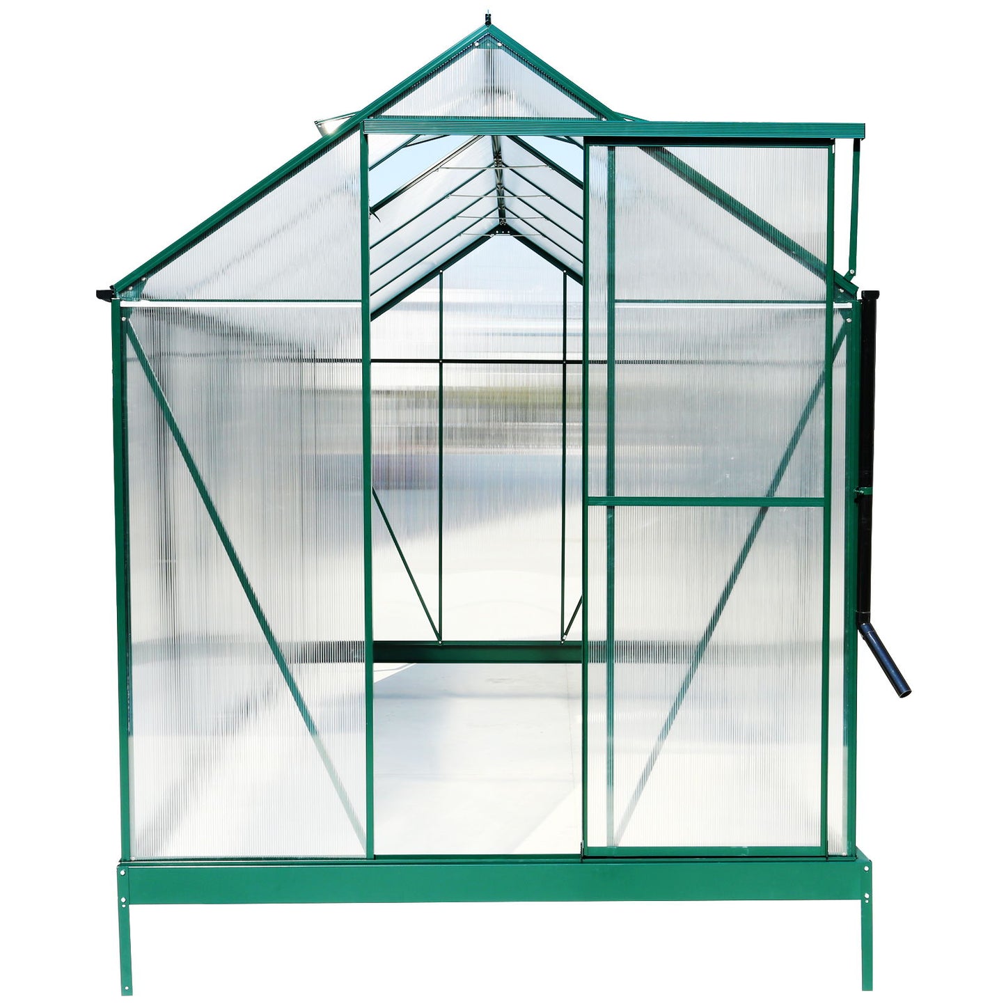 6.3'x12.2'x7' Polycarbonate Greenhouse, Heavy Duty Outdoor Aluminum Walk-In Green House Kit With Rain Gutter, Vent And Door For Backyard Garden - Green