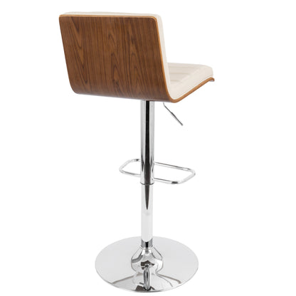Vasari - Mid-Century Modern Adjustable Barstool With Swivel - Walnut / Cream