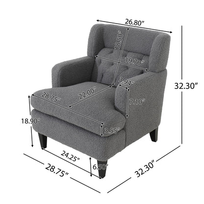 Upholstered Accent Chair Tufted Armchair For Living Room - Dark Gray